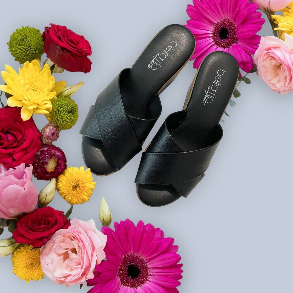 Beira Rio New Womens Comfortable Wedge Sandals Black Size 7 Shoes Made In Brazil